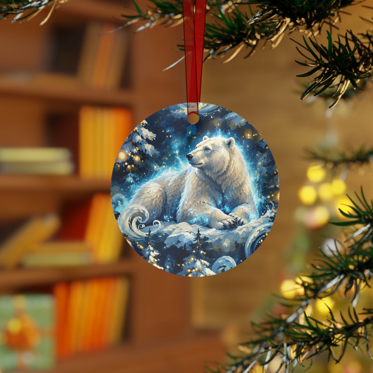 Metal Ornament – Enchanted Polar Bear Winter Christmas Tree Decor