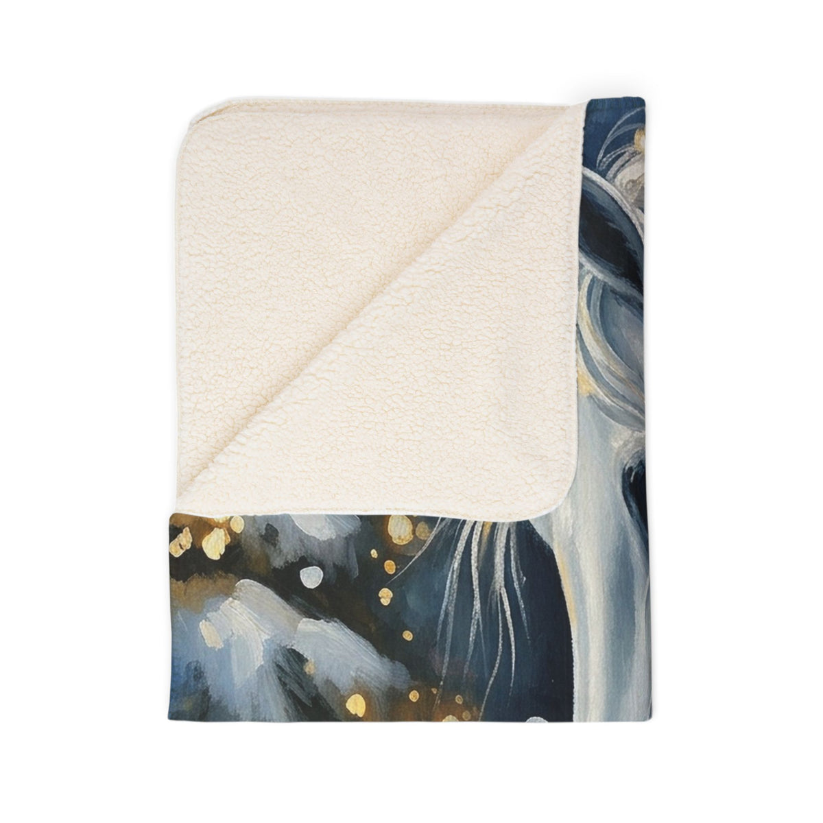 Fleece Sherpa Blanket – Magical Winter Horse and Puppy Snow Scene