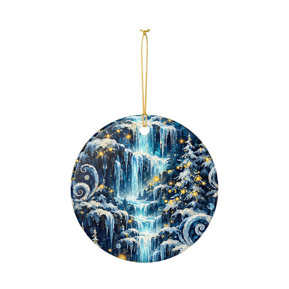 Ceramic Ornament – Enchanted Winter Waterfall Christmas Tree Decoration