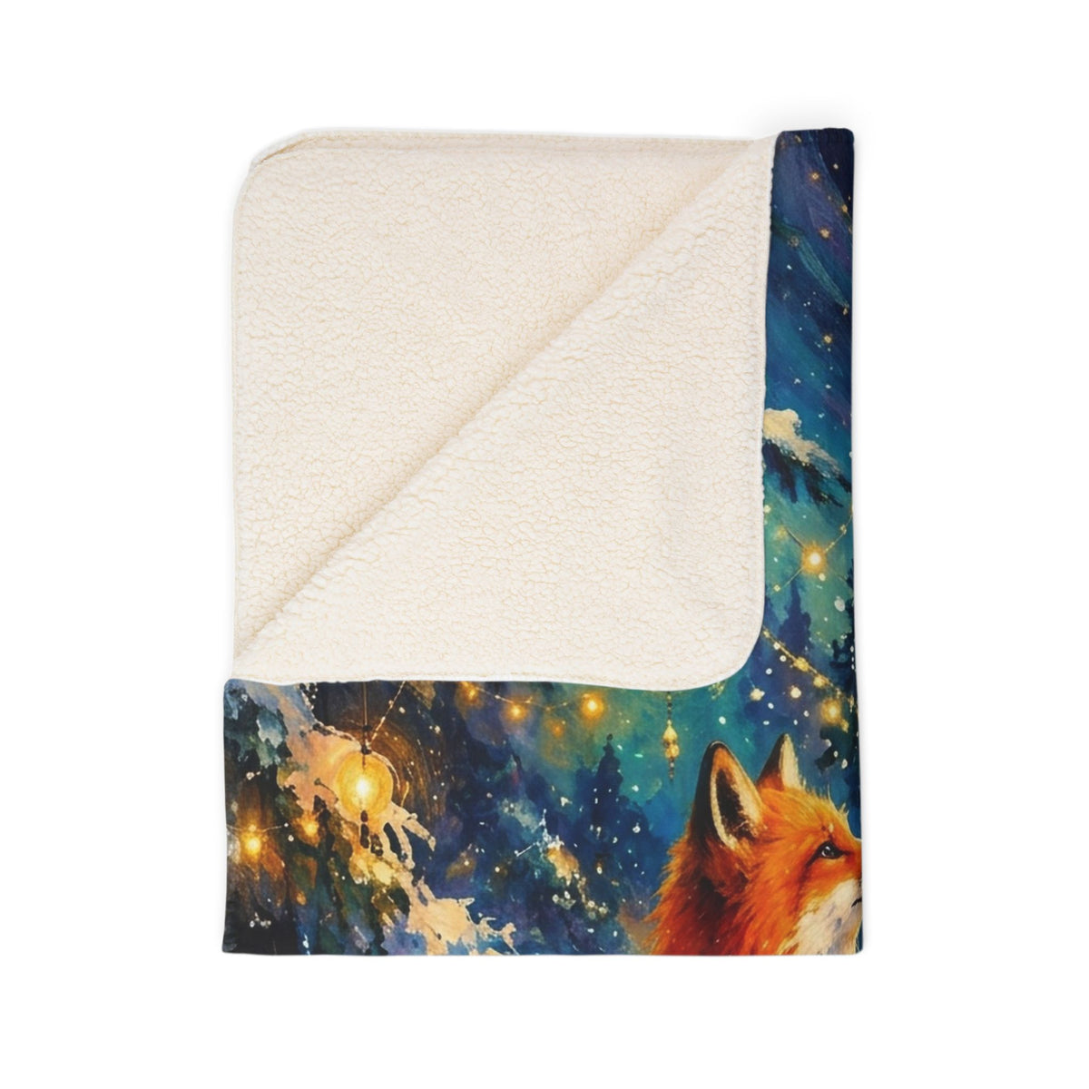 Enchanted Winter Fox Fleece Sherpa Blanket