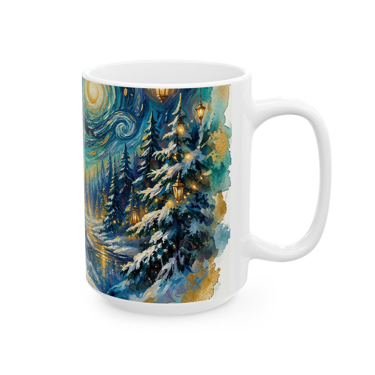 Fox in the Forest Starry Night Ceramic Mug