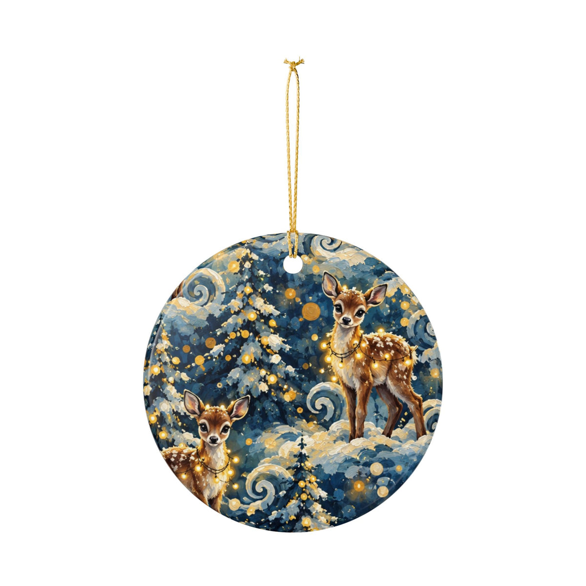 Ceramic Deer Ornament — Cute Fawn Winter Holiday Decoration