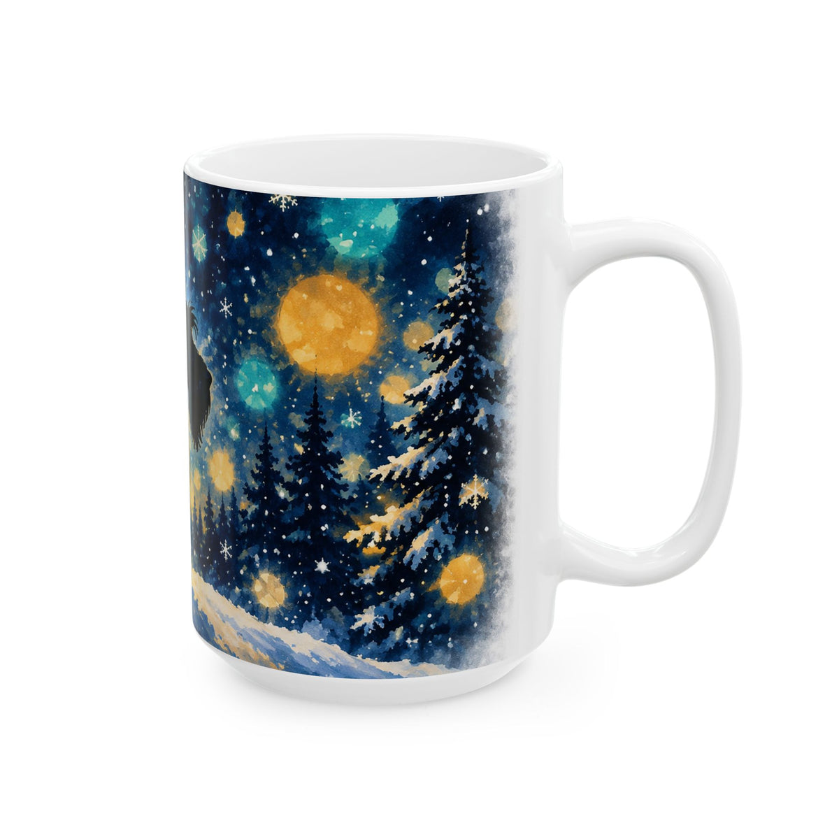 Ceramic Mug – Highland Terrier Under a Starry Winter Night