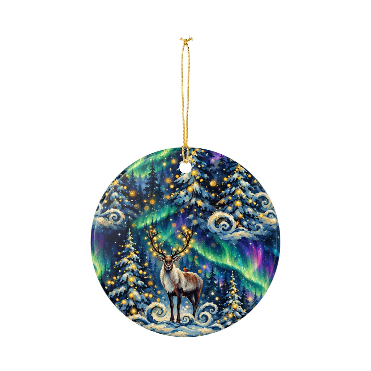 Aurora Reindeer Ceramic Ornament