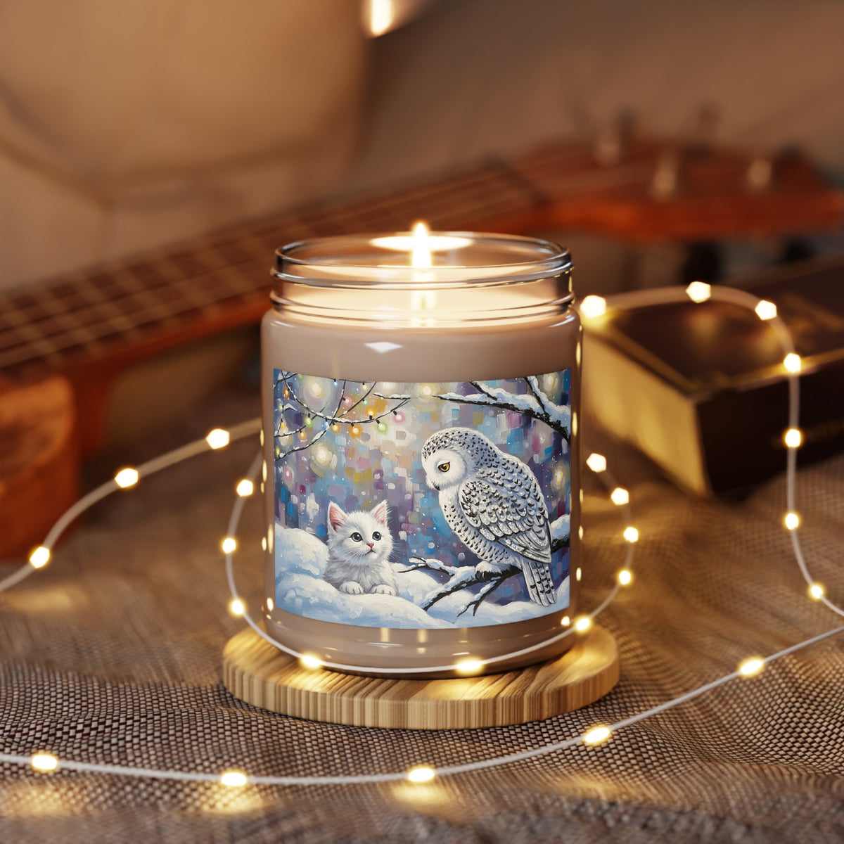Winter Owl and Cat Soy Candle