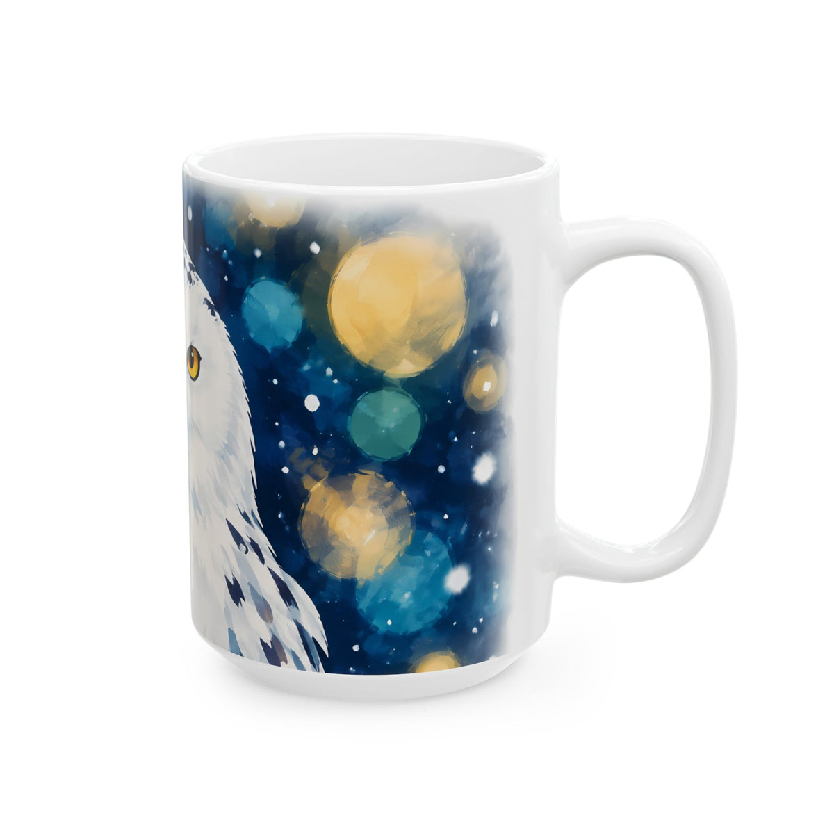 Snowy Owl Ceramic Mug – Mystical Night Wildlife Coffee Cup