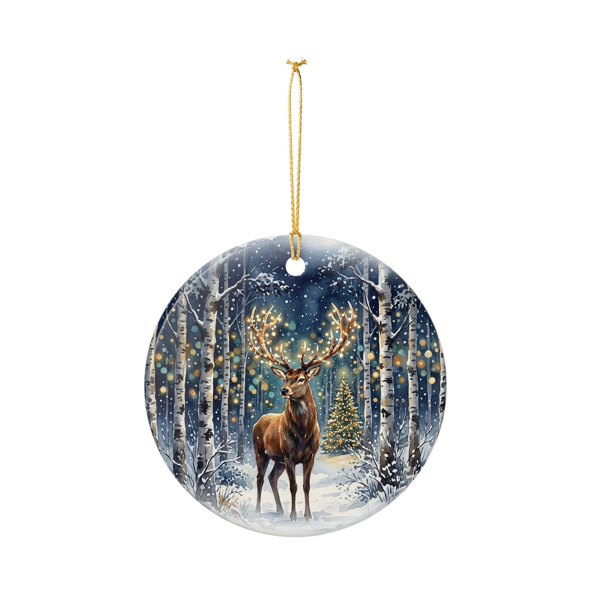 Winter Forest Reindeer Christmas Ornament