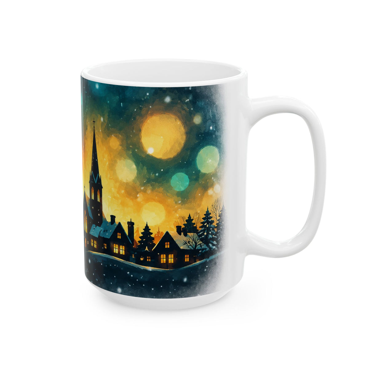 Ceramic Mug – Enchanted Winter Village at Night