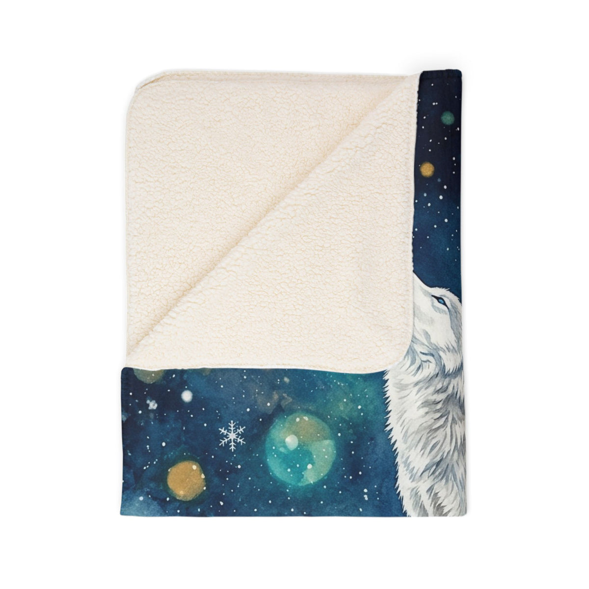 Mystical Howling Wolf Fleece Sherpa Blanket