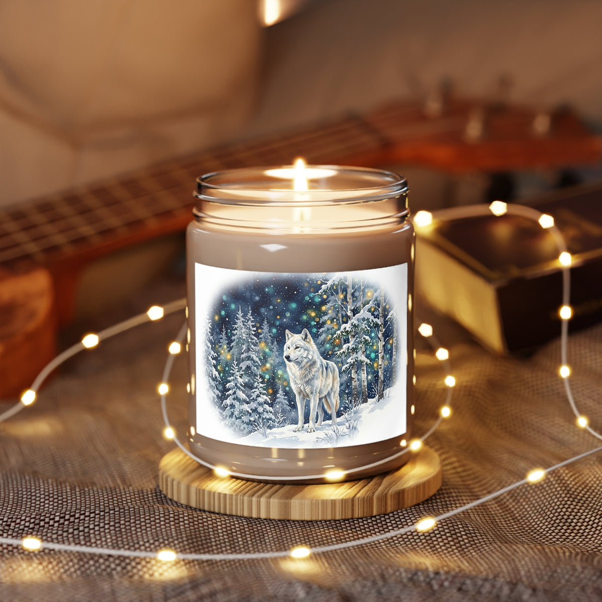Winter Wolf in Snowy Forest Scented Soy Candle
