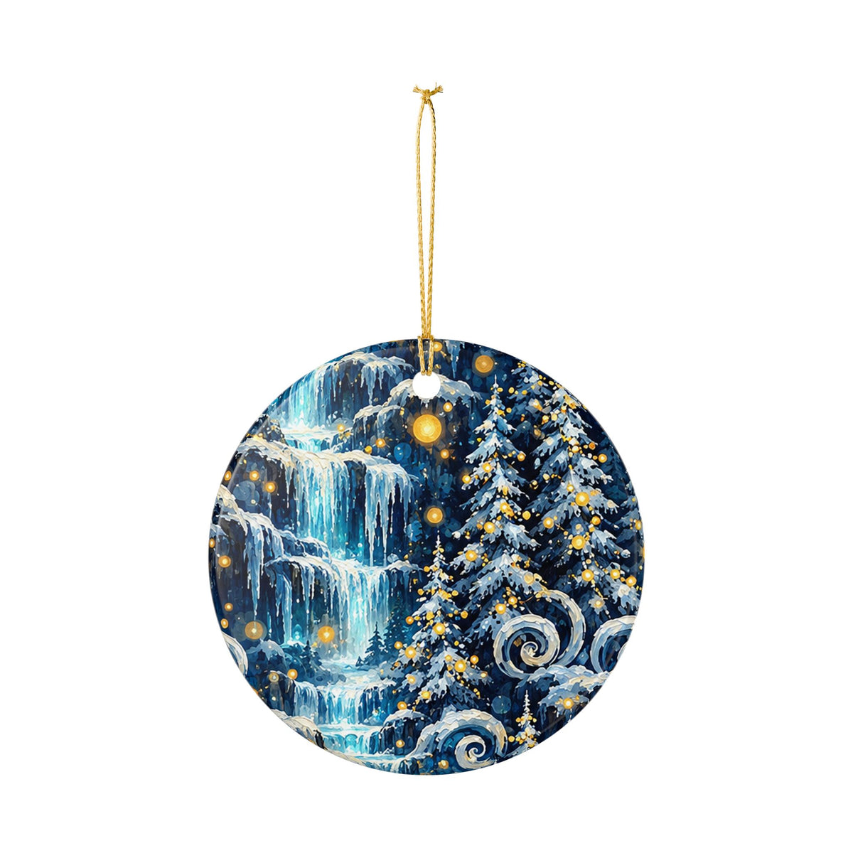Winter Wonderland Waterfall Ceramic Ornament