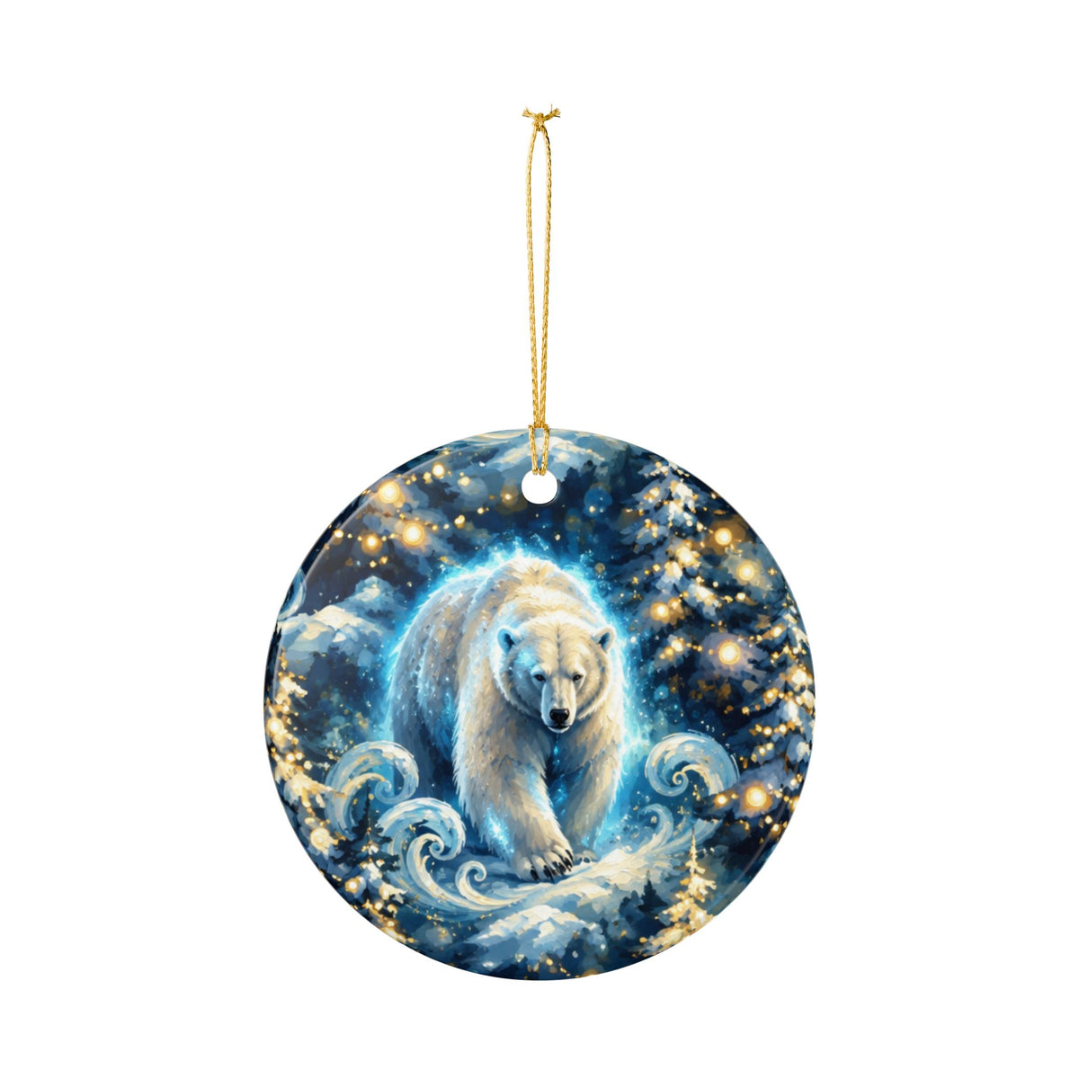 Ceramic Polar Bear Ornament — Winter Forest Holiday Decoration