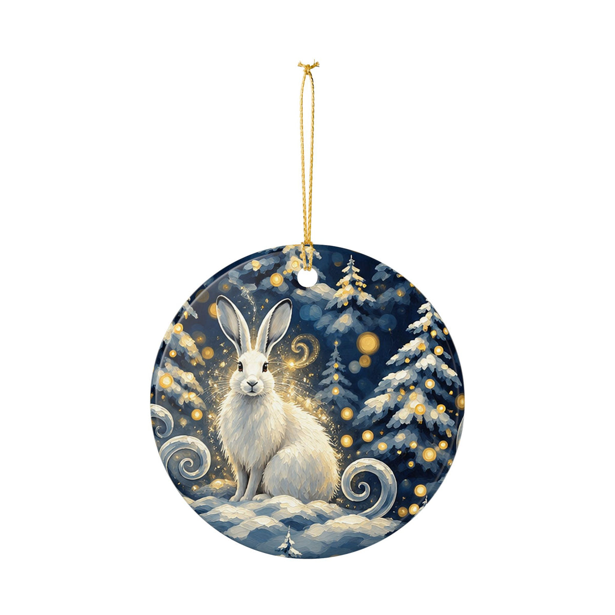 Ceramic Ornament – Whimsical Winter Bunny Christmas Tree Decoration