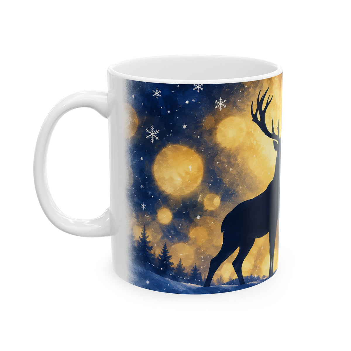 Mystical Deer Under the Moonlight Ceramic Mug