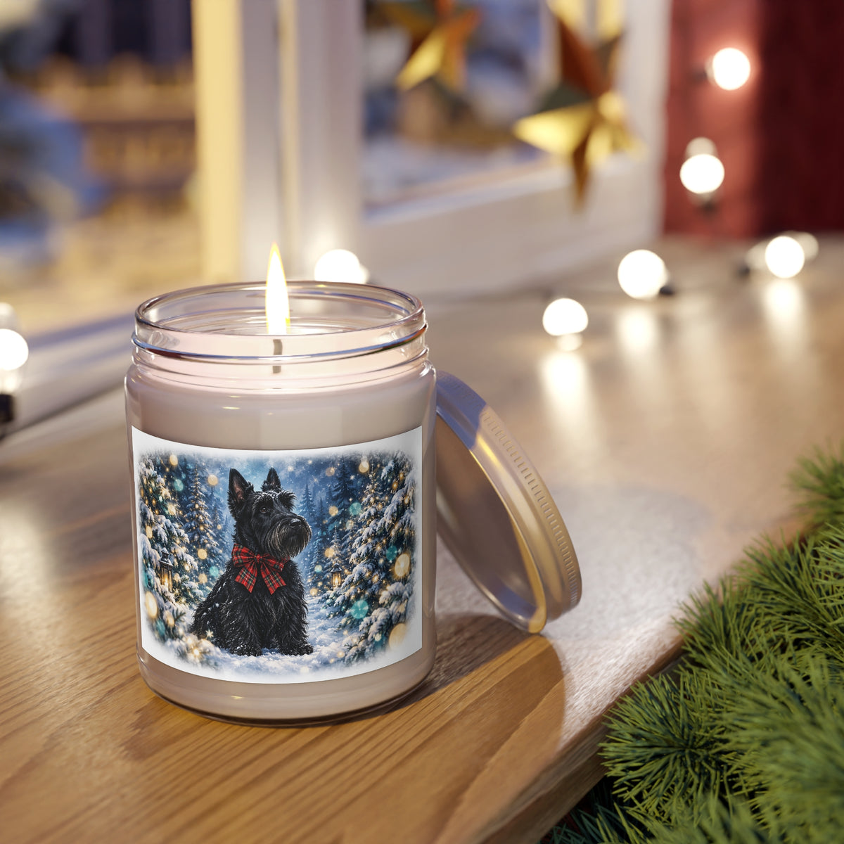 Christmas Scottish Terrier Snowy Winter Soy Candle