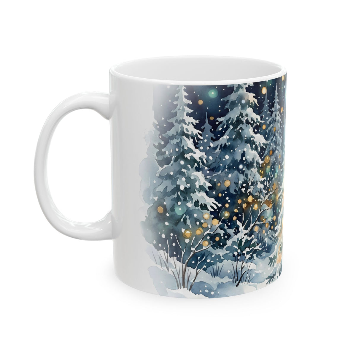 Winter Forest Christmas Tree Ceramic Mug