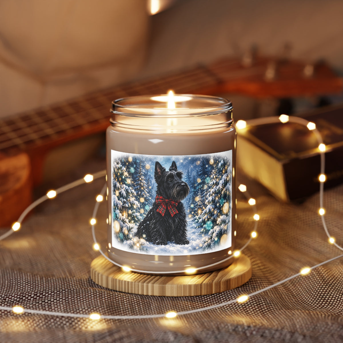 Christmas Scottish Terrier Snowy Winter Soy Candle