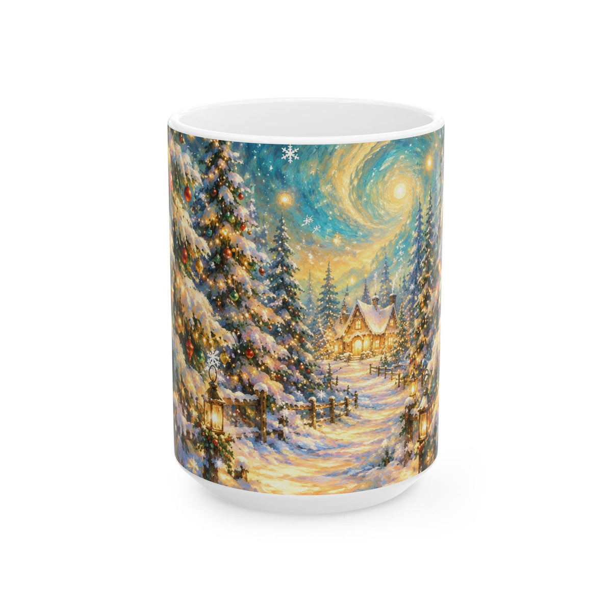 Winter Cabin Christmas Ceramic Mug