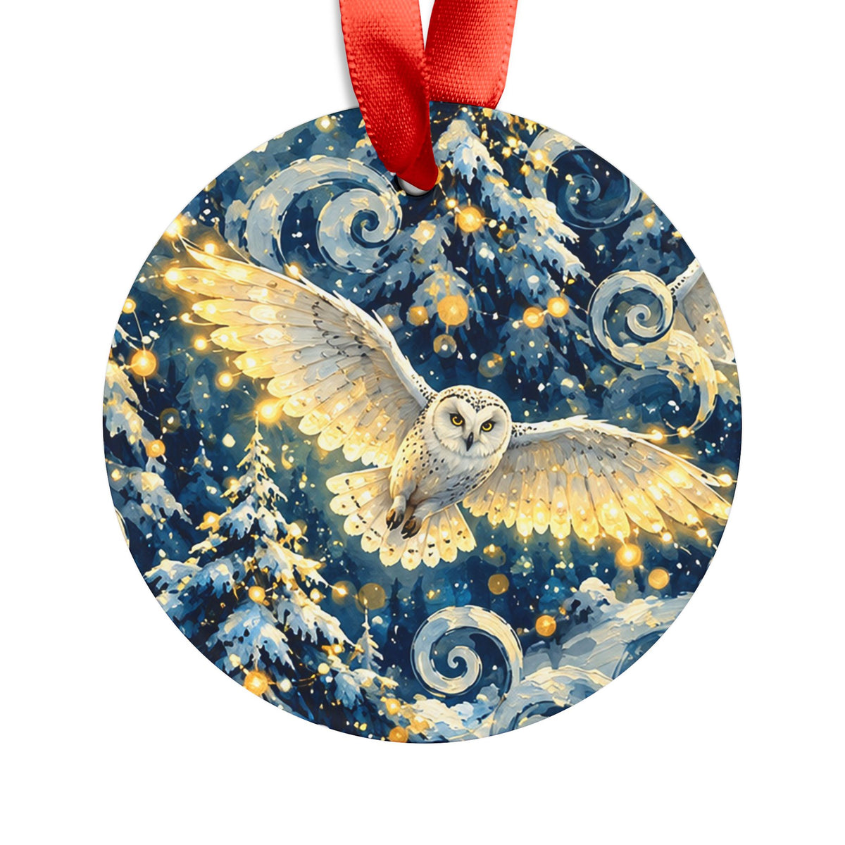 Acrylic Ornament – Winter Owl Christmas Tree Decoration with Ribbon