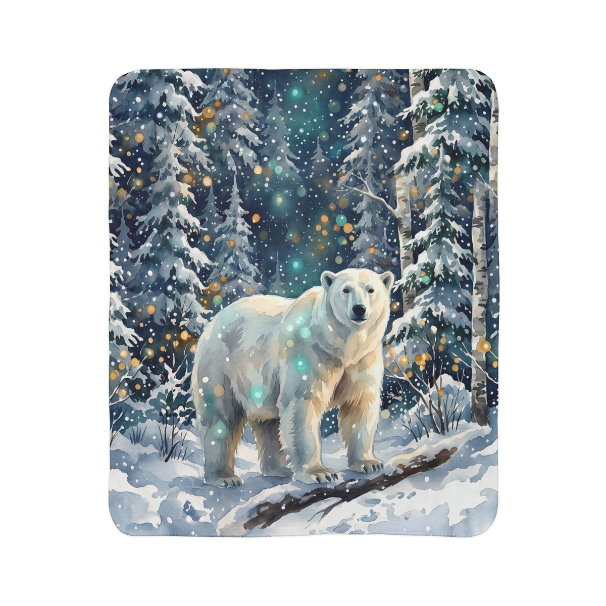 Polar Bear Winter Wonderland Fleece Sherpa Blanket
