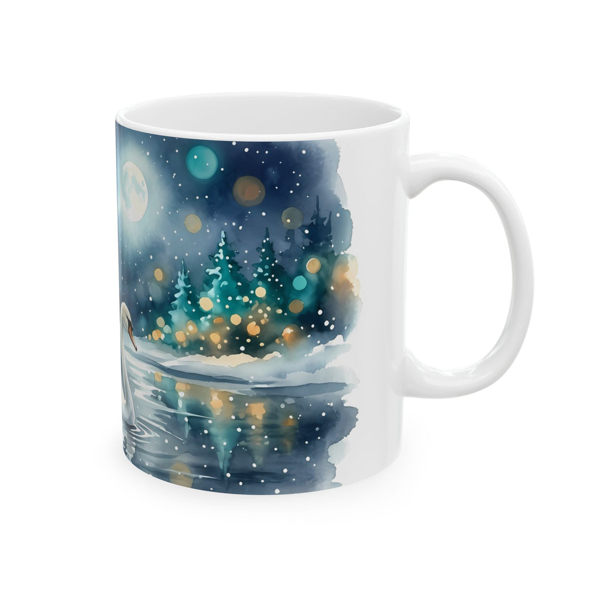 Moonlit Swan Ceramic Mug