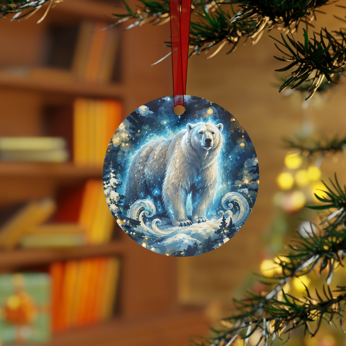Polar Bear Winter Wonderland Metal Ornament