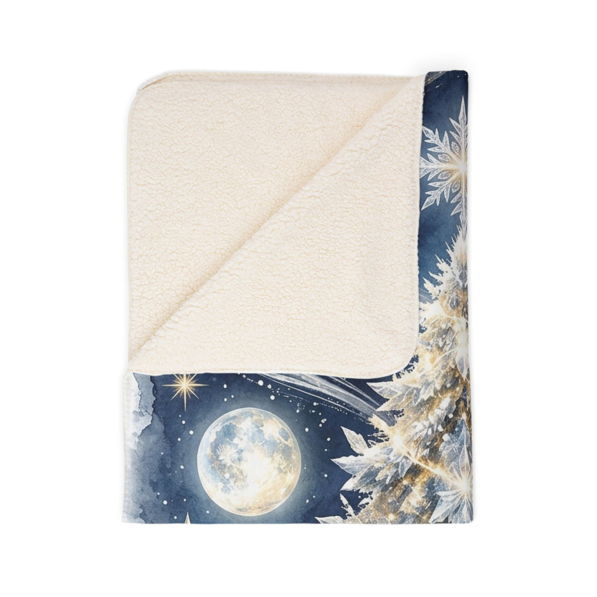 Celestial Christmas Tree Fleece Sherpa Blanket