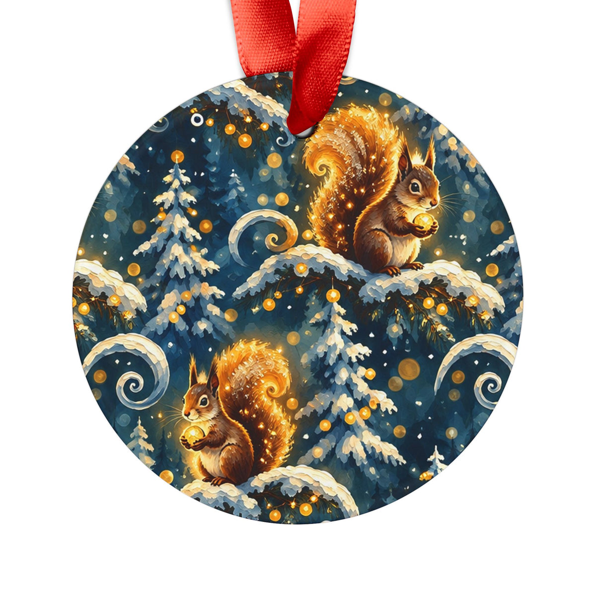 Whimsical Squirrels in Snow Christmas Acrylic Ornament