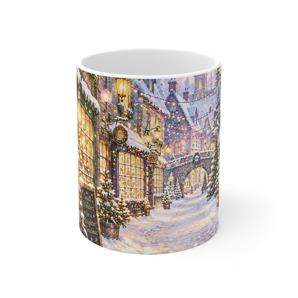Christmas Village Mug — Snowy Holiday Street Coffee Cup (11 oz)