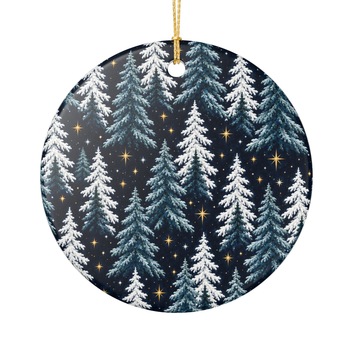 Ceramic Tree Pattern Ornament — Snowy Pine Holiday Decoration