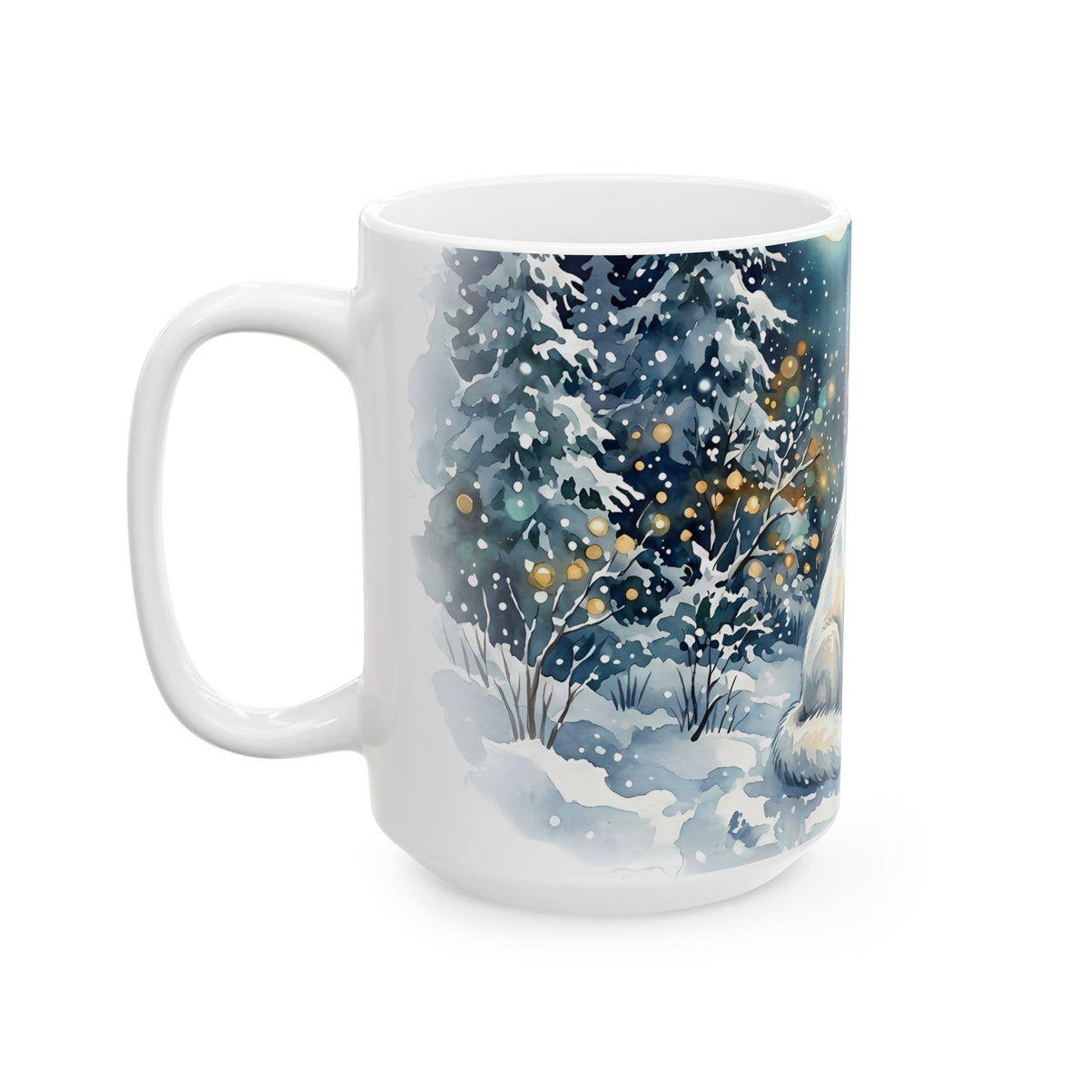 Ceramic Mug – Howling Wolf Winter Moonlight Wildlife Gift