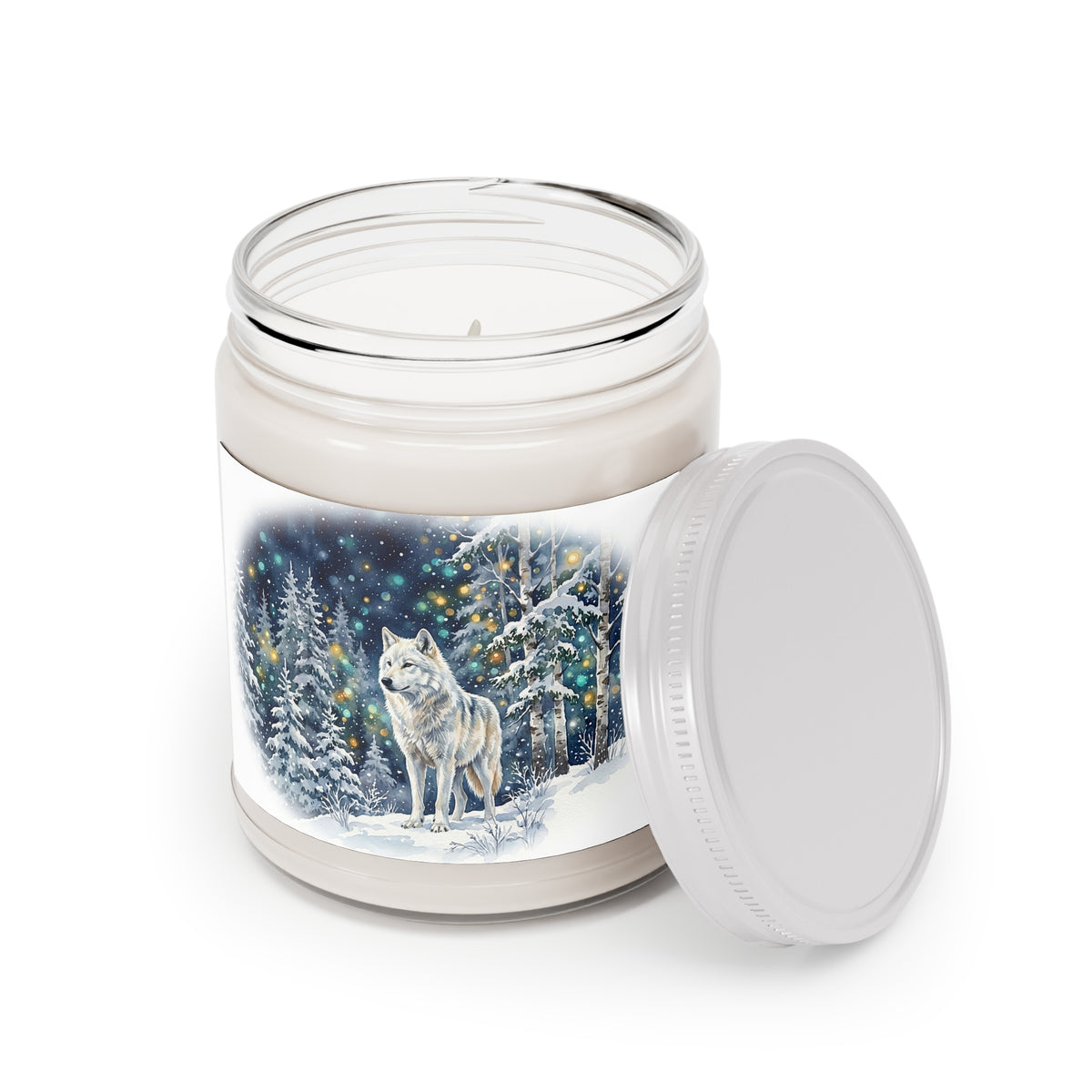 Winter Wolf in Snowy Forest Scented Soy Candle