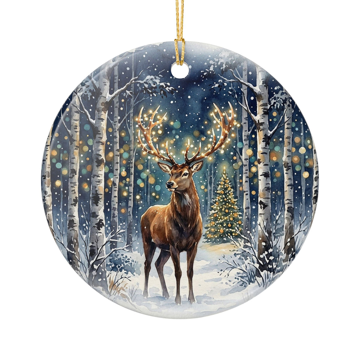 Winter Forest Reindeer Christmas Ornament