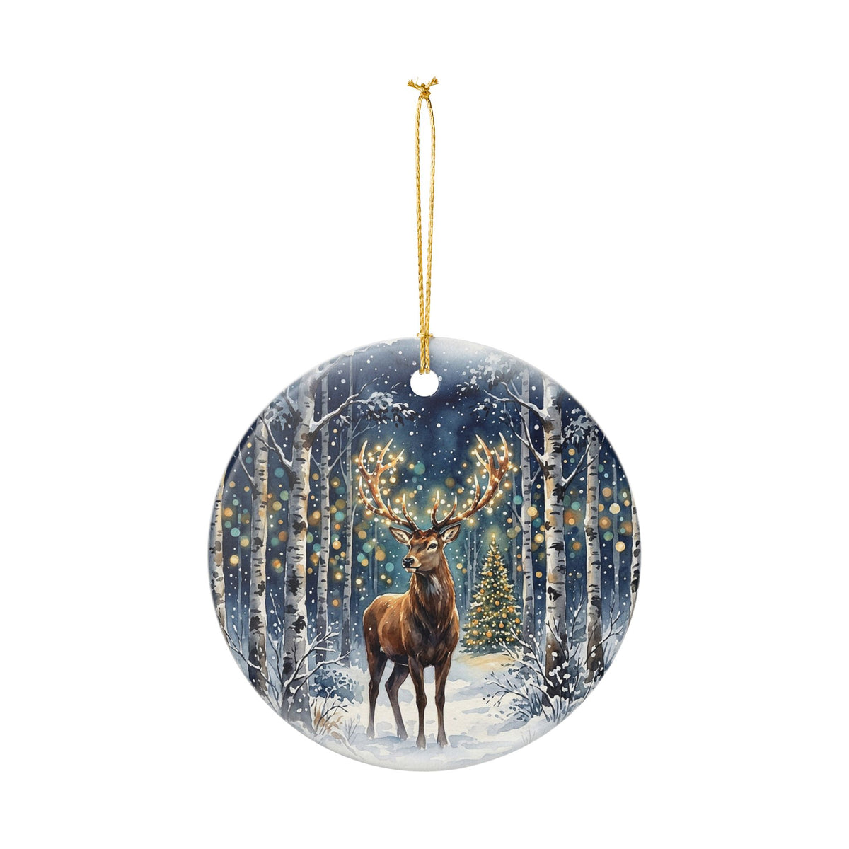 Winter Forest Reindeer Christmas Ornament