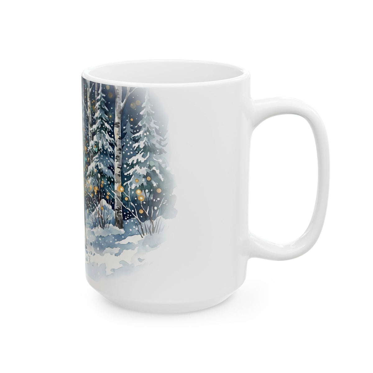 Winter Deer Ceramic Mug – Enchanted Forest Wildlife Coffee Cup