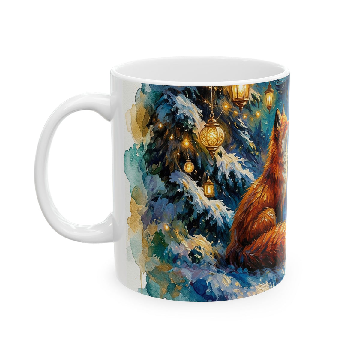Fox in the Forest Starry Night Ceramic Mug