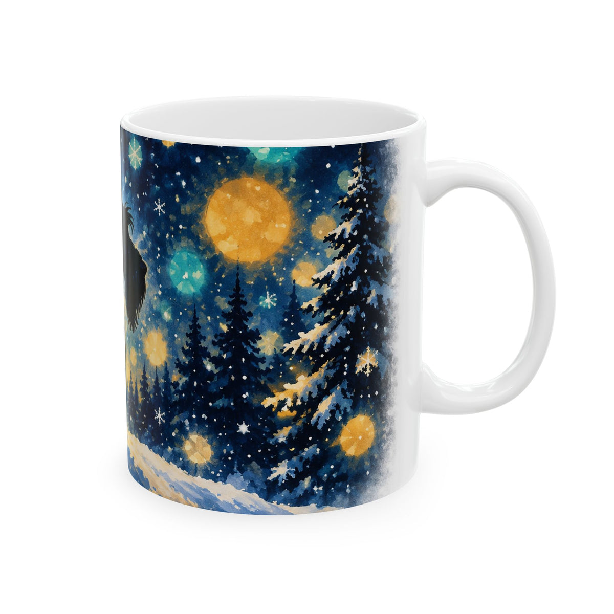 Ceramic Mug – Highland Terrier Under a Starry Winter Night