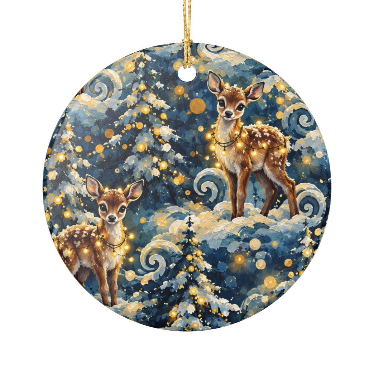 Ceramic Deer Ornament — Cute Fawn Winter Holiday Decoration
