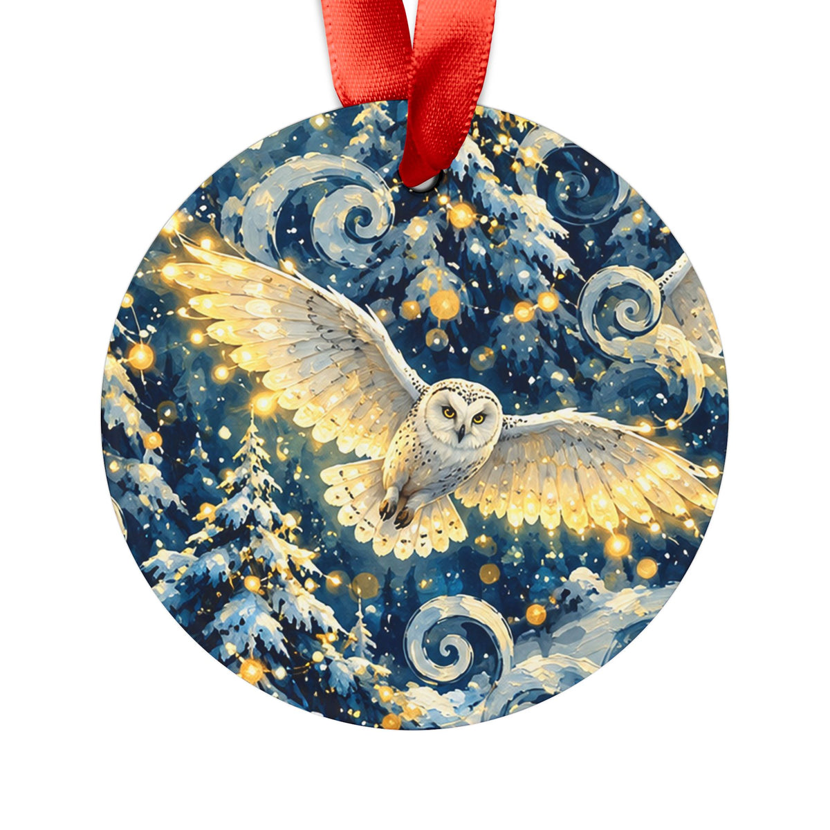 Acrylic Ornament – Winter Owl Christmas Tree Decoration with Ribbon