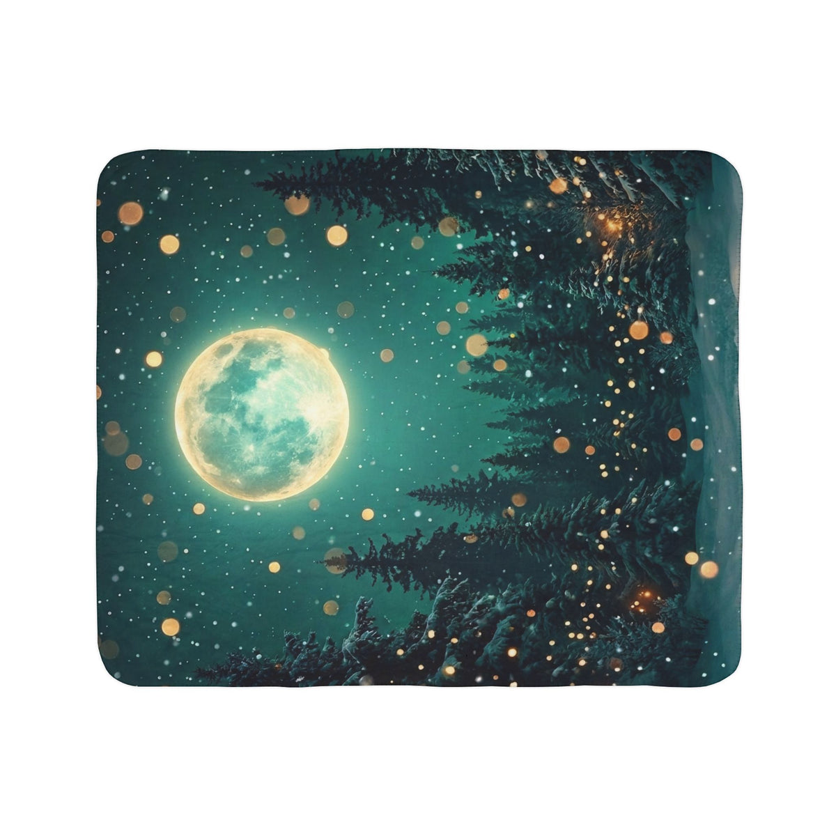 Moonlit Winter Forest Fleece Sherpa Blanket