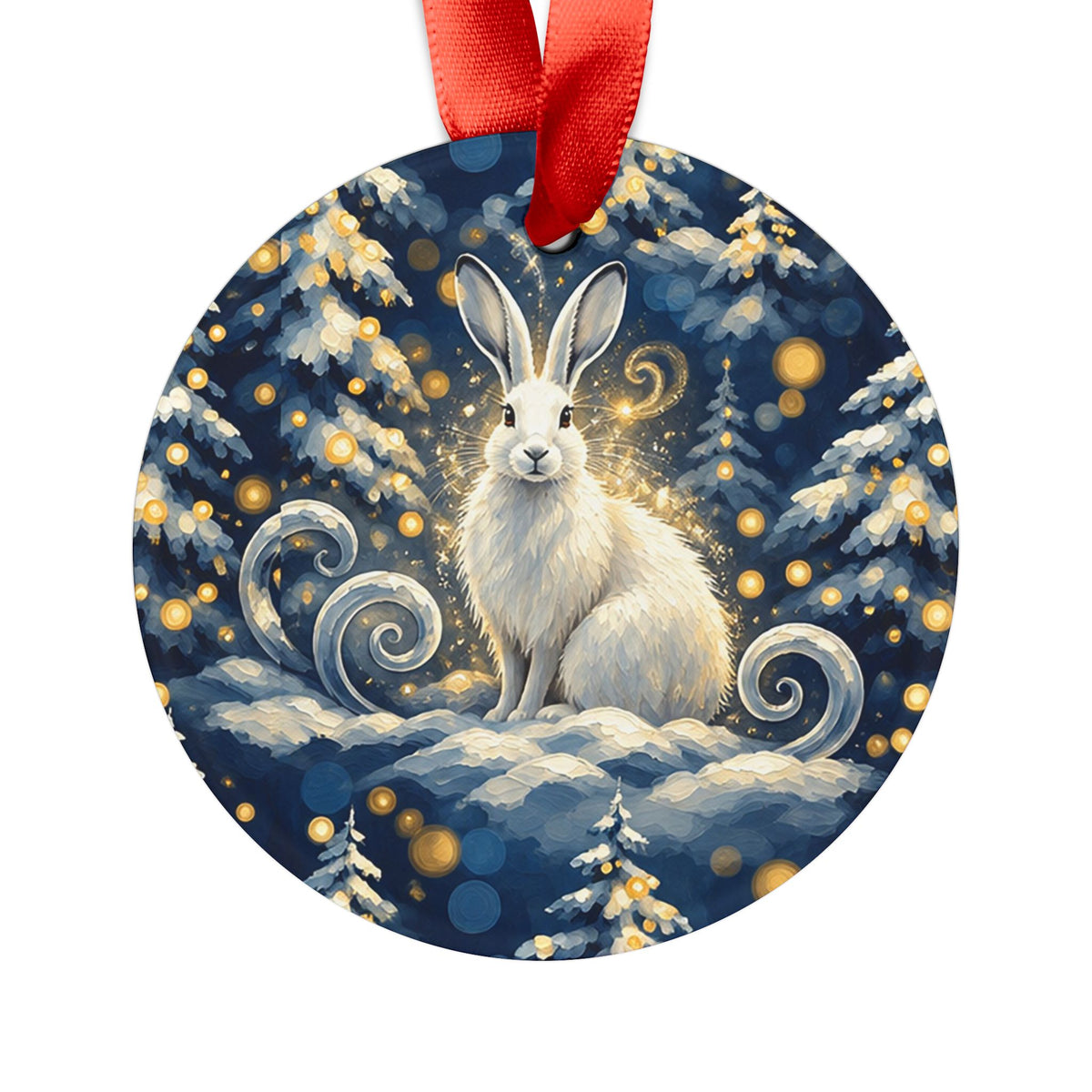 Winter Wonderland White Rabbit Christmas Acrylic Ornament