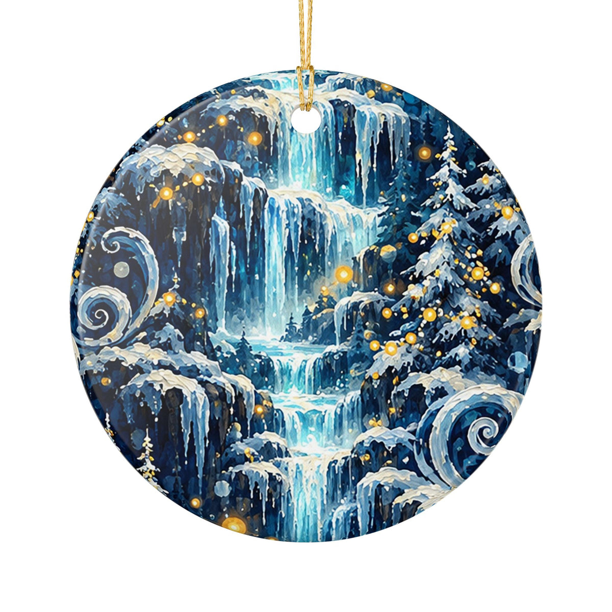 Ceramic Ornament – Enchanted Winter Waterfall Christmas Tree Decoration
