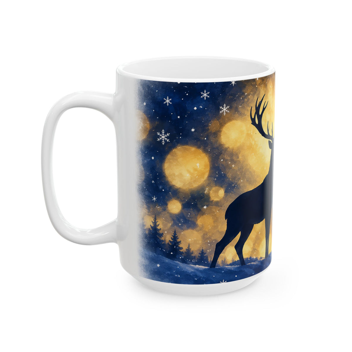 Mystical Deer Under the Moonlight Ceramic Mug