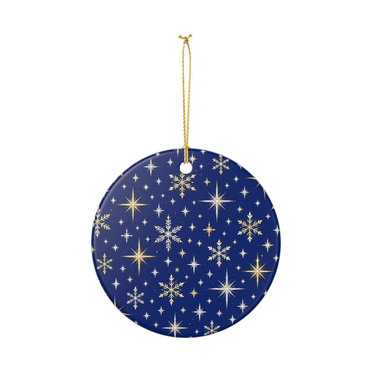 Ceramic Christmas Ornament with Snowflakes and Stars