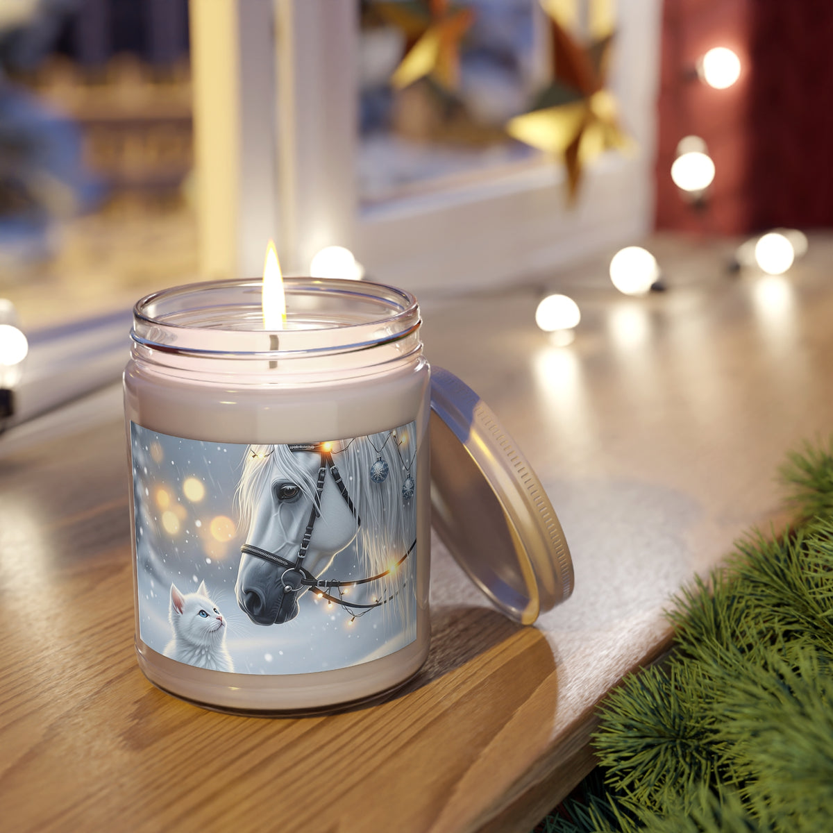 Winter Horse and Cat Scented Soy Candle