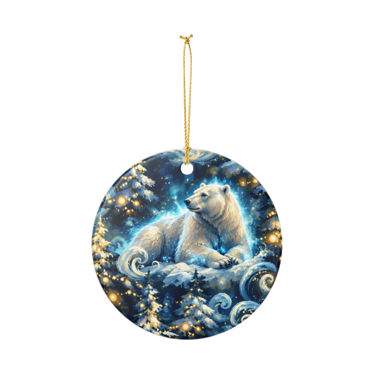Polar Bear Winter Ceramic Ornament — Festive Holiday Tree Decoration