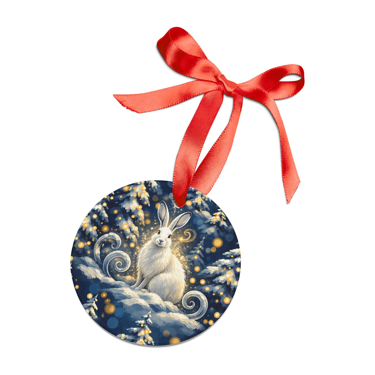 Winter Wonderland White Rabbit Christmas Acrylic Ornament