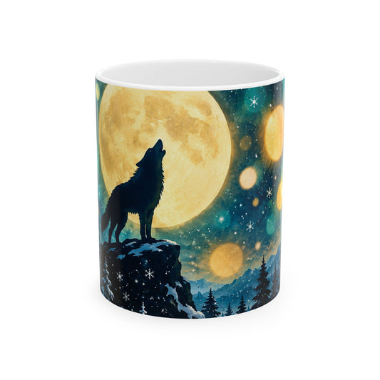 Howling Wolf Moonlit Night Ceramic Mug