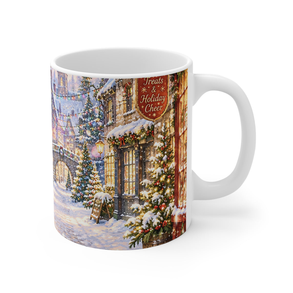 Christmas Village Mug — Snowy Holiday Street Coffee Cup (11 oz)