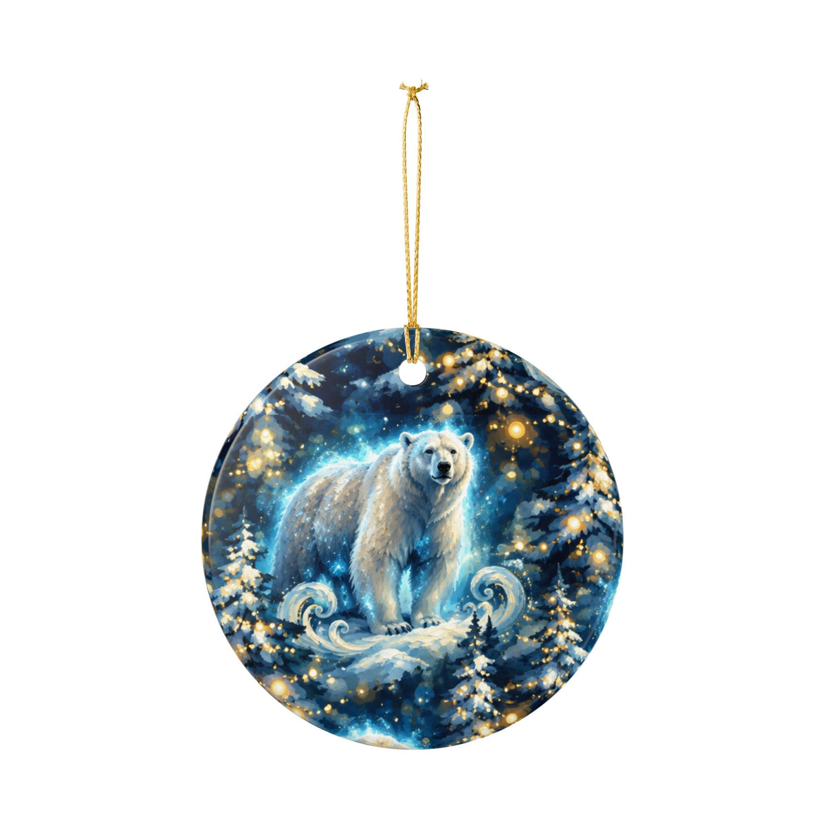 Polar Bear Ceramic Ornament — Winter Snowforest Holiday Decoration